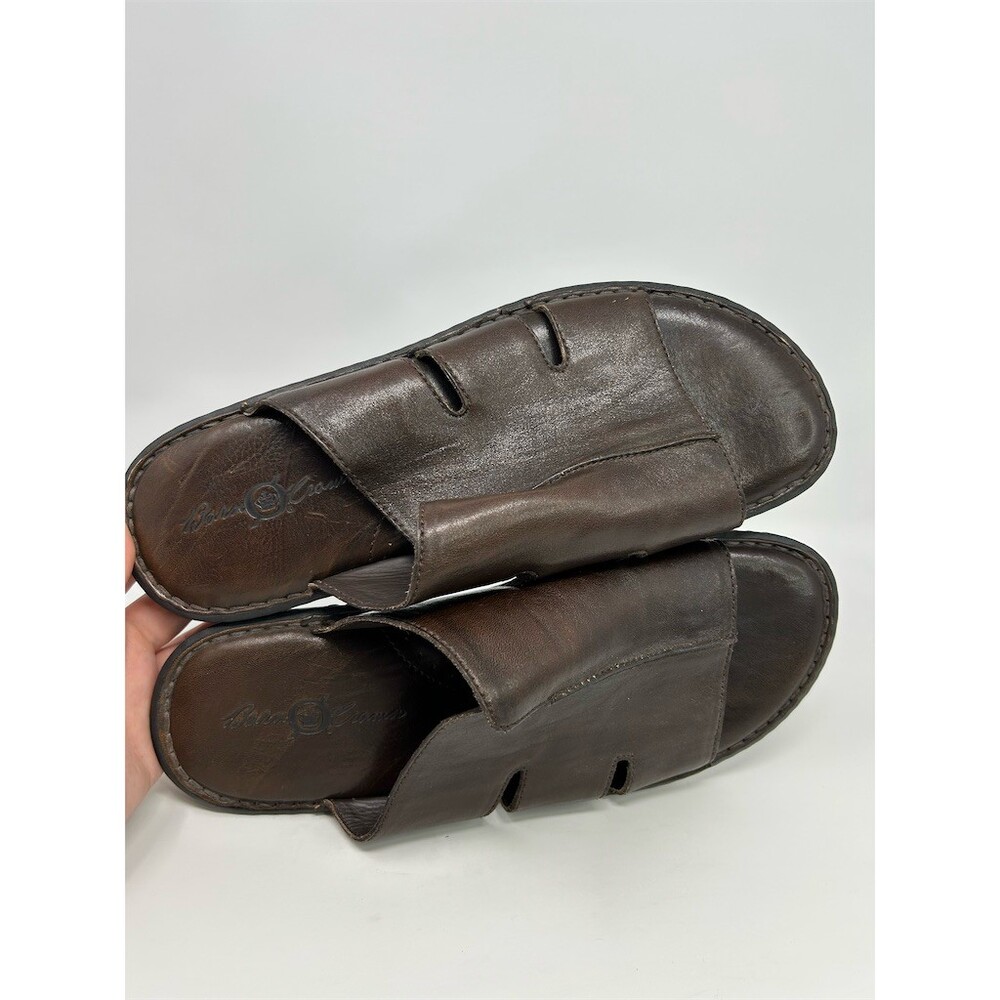 Born Men's Slide Sandals Dark Brown Leather Open Toe Cushioned Slip-On Size 11 - Picture 10 of 13